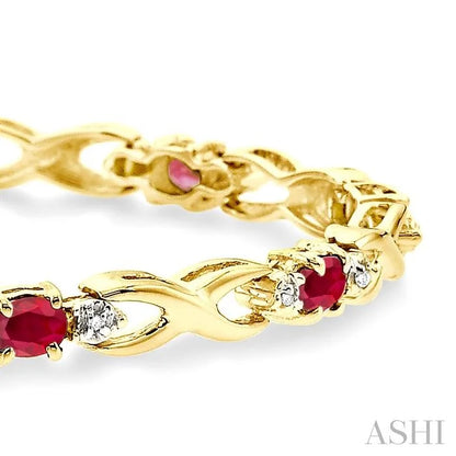 Oval Shape Gemstone & Diamond Bracelet