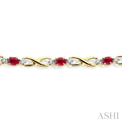 Oval Shape Gemstone & Diamond Bracelet