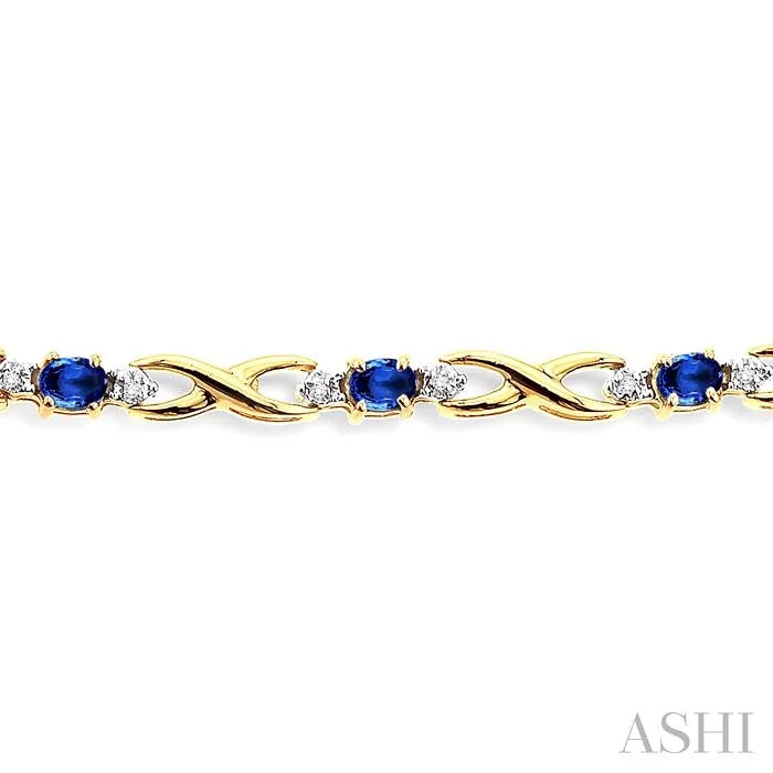 Oval Shape Gemstone & Diamond Bracelet
