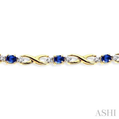 Oval Shape Gemstone & Diamond Bracelet