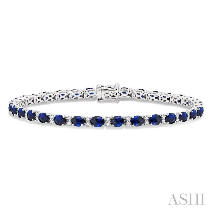 Oval Shape Gemstone & Diamond Bracelet