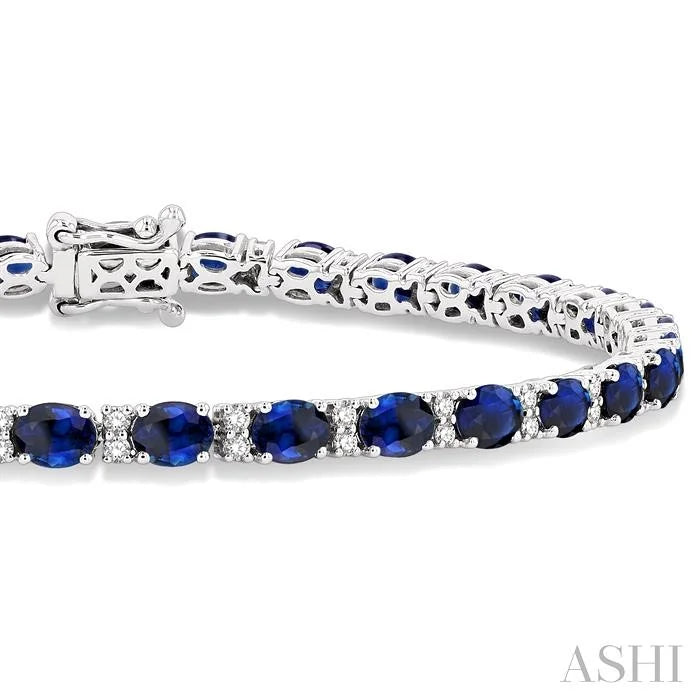 Oval Shape Gemstone & Diamond Bracelet