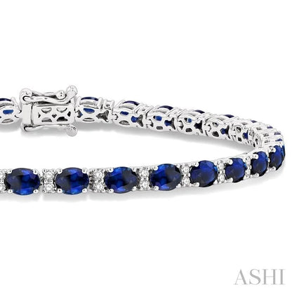 Oval Shape Gemstone & Diamond Bracelet
