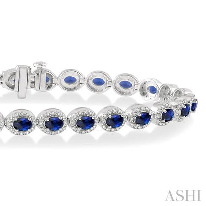 Oval Shape Gemstone & Halo Diamond Bracelet