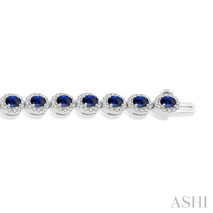 Oval Shape Gemstone & Halo Diamond Bracelet