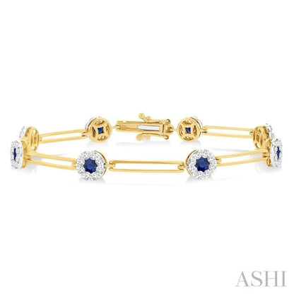 Round Shape Paperclip Lovebright Gemstone & Diamond Bracelet