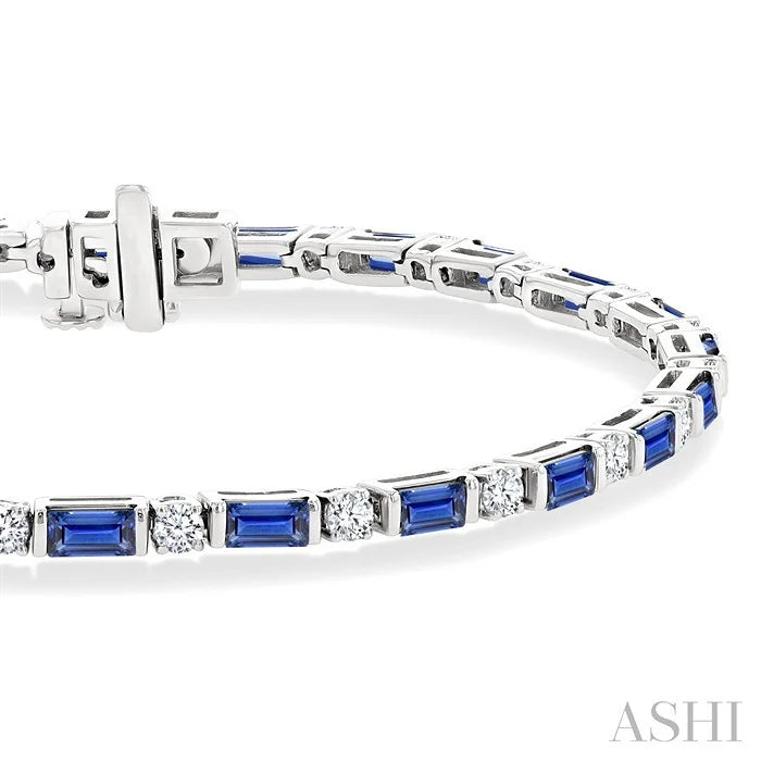 Emerald Shape Art Deco Gemstone & Diamond Bracelet
