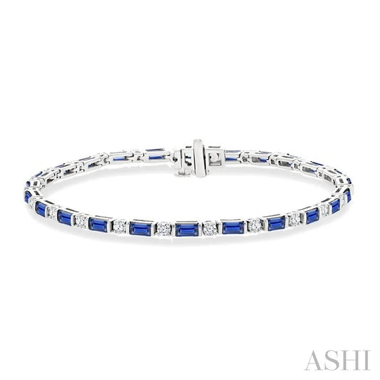 Emerald Shape Art Deco Gemstone & Diamond Bracelet
