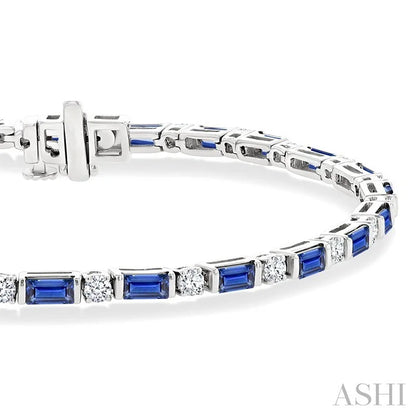 Emerald Shape Art Deco Gemstone & Diamond Bracelet