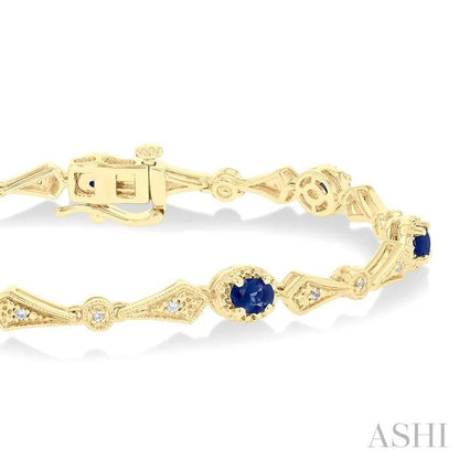 Oval Shape Gemstone & Diamond Bracelet