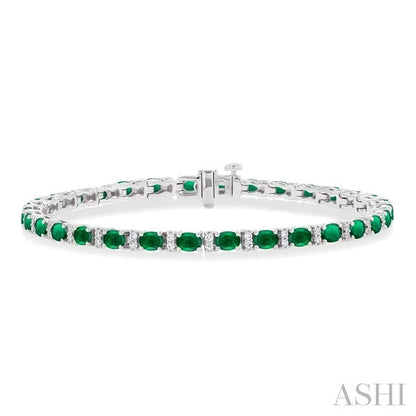 Oval Shape Gemstone & Diamond Bracelet