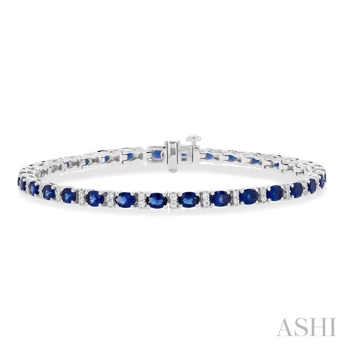 Oval Shape Gemstone & Diamond Bracelet