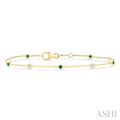 Alternate Gemstone & Diamond Station Chain Bracelet
