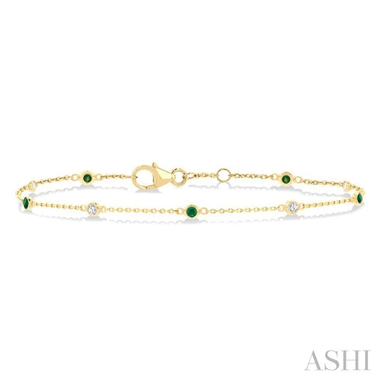 Alternate Gemstone & Diamond Station Chain Bracelet