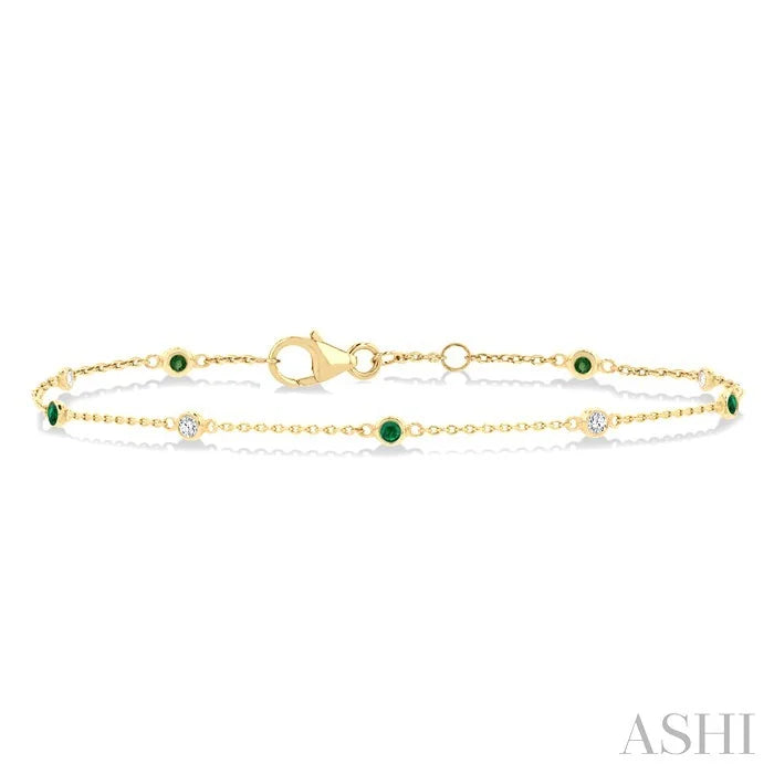 Alternate Gemstone & Diamond Station Chain Bracelet