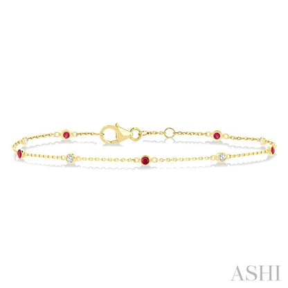 Alternate Gemstone & Diamond Station Chain Bracelet