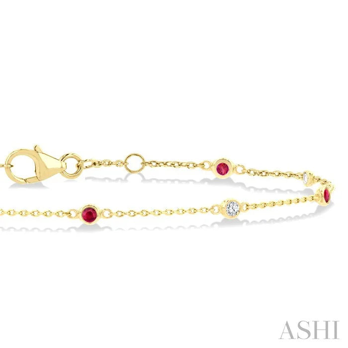 Alternate Gemstone & Diamond Station Chain Bracelet