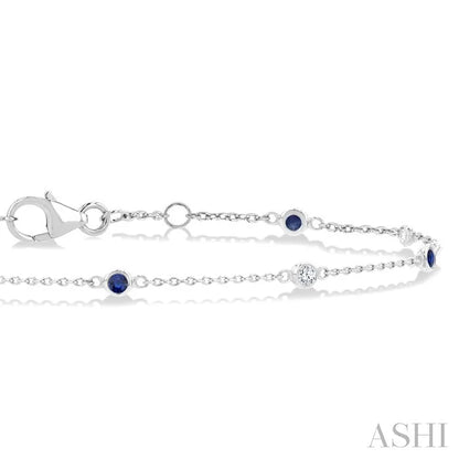 Alternate Gemstone & Diamond Station Chain Bracelet