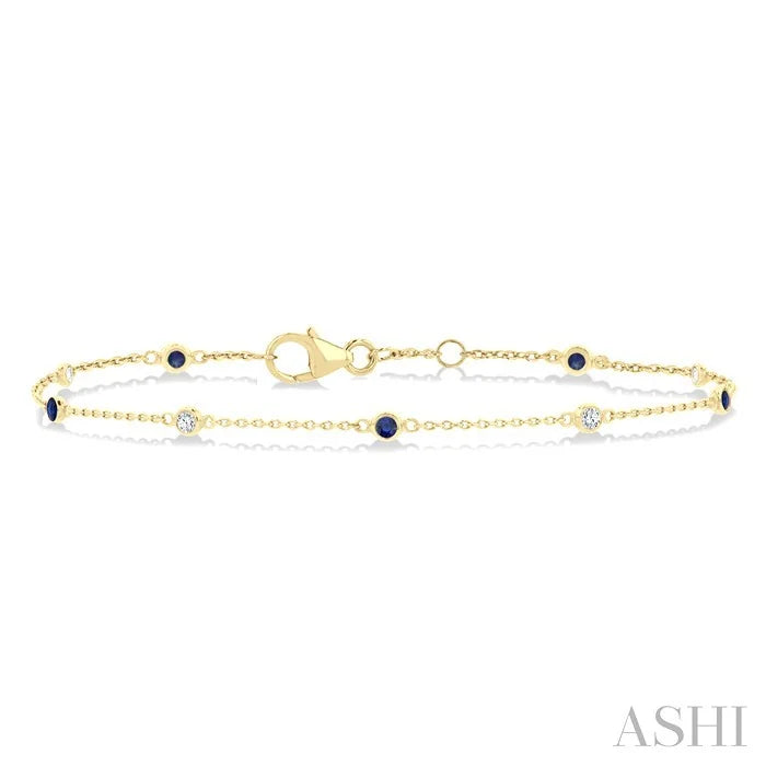 Alternate Gemstone & Diamond Station Chain Bracelet