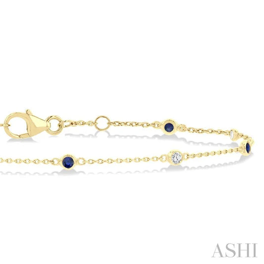 Alternate Gemstone & Diamond Station Chain Bracelet