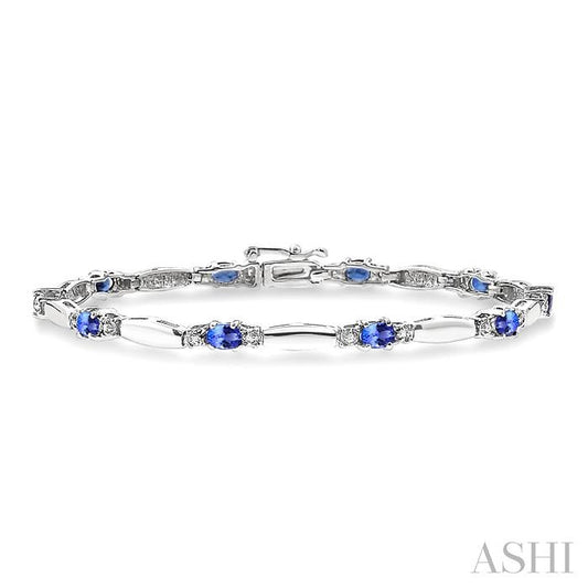 Oval Shape Gemstone & Diamond Bracelet