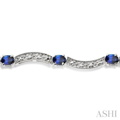 Oval Shape Gemstone & Diamond Bracelet