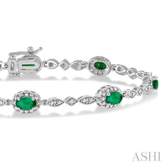 Oval Shape Gemstone & Halo Diamond Bracelet