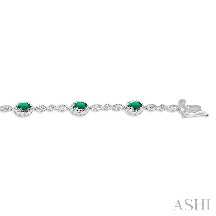 Oval Shape Gemstone & Halo Diamond Bracelet