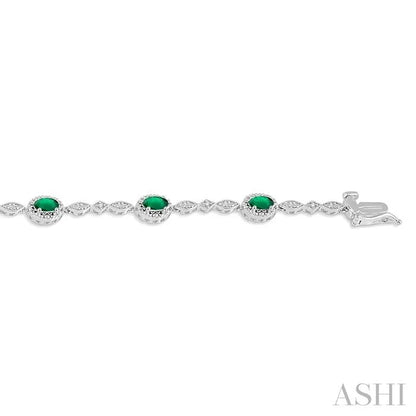 Oval Shape Gemstone & Halo Diamond Bracelet