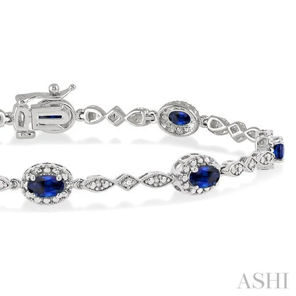 Oval Shape Gemstone & Halo Diamond Bracelet