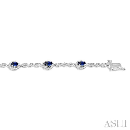 Oval Shape Gemstone & Halo Diamond Bracelet
