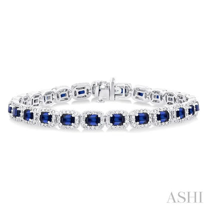 Emerald Shape Gemstone & Halo Diamond Bracelet