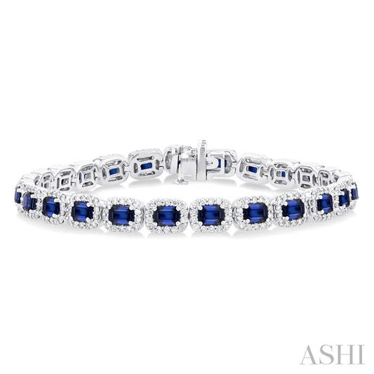 Emerald Shape Gemstone & Halo Diamond Bracelet