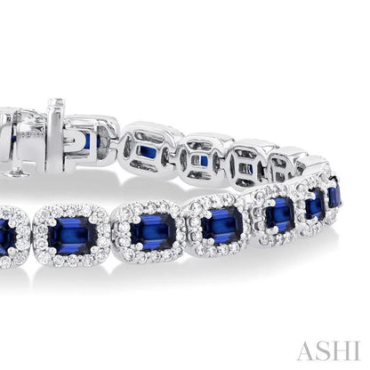 Emerald Shape Gemstone & Halo Diamond Bracelet