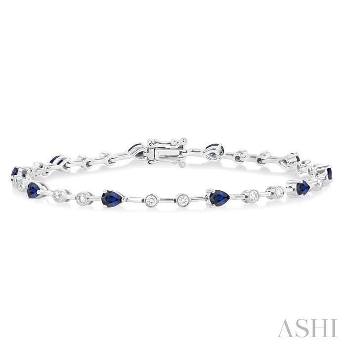 Pear Shape Gemstone & Diamond Bracelet