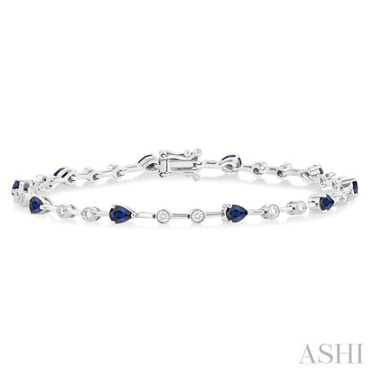 Pear Shape Gemstone & Diamond Bracelet