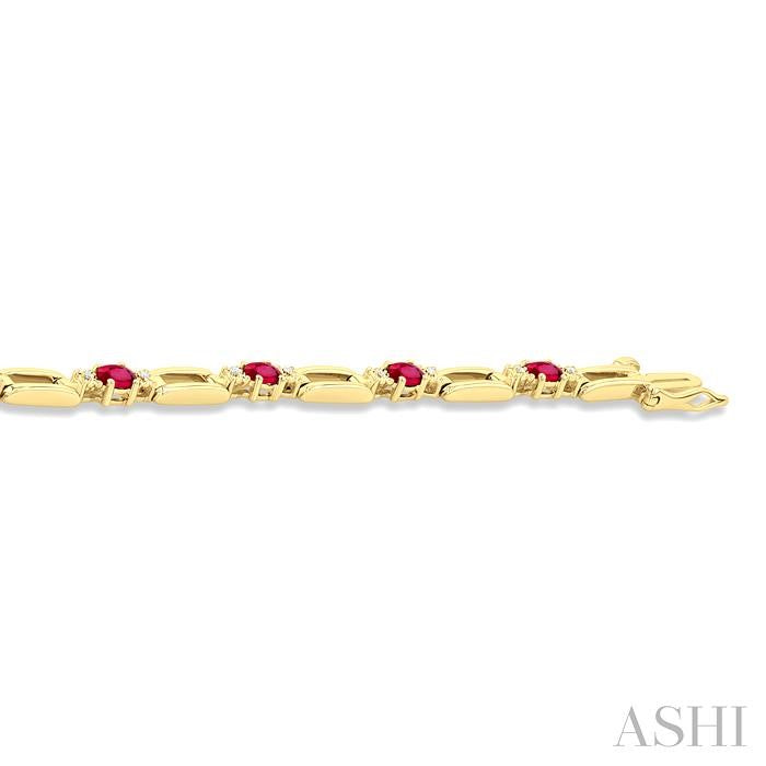 Paperclip Oval Shape Gemstone & Diamond Bracelet