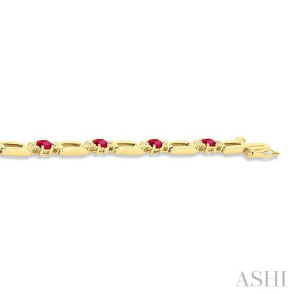 Paperclip Oval Shape Gemstone & Diamond Bracelet