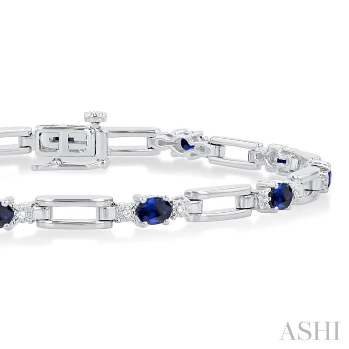 Paperclip Oval Shape Gemstone & Diamond Bracelet