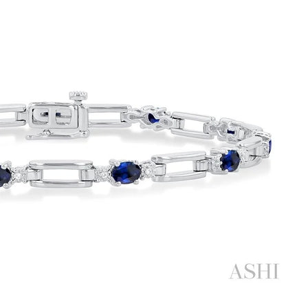 Paperclip Oval Shape Gemstone & Diamond Bracelet