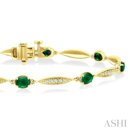 Oval Shape Gemstone & Diamond Bracelet