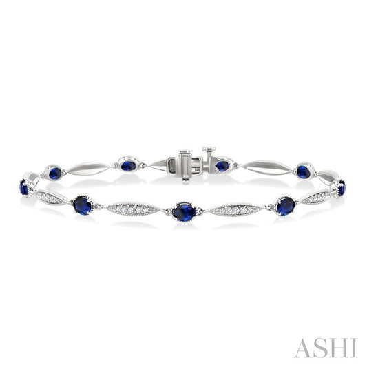Oval Shape Gemstone & Diamond Bracelet