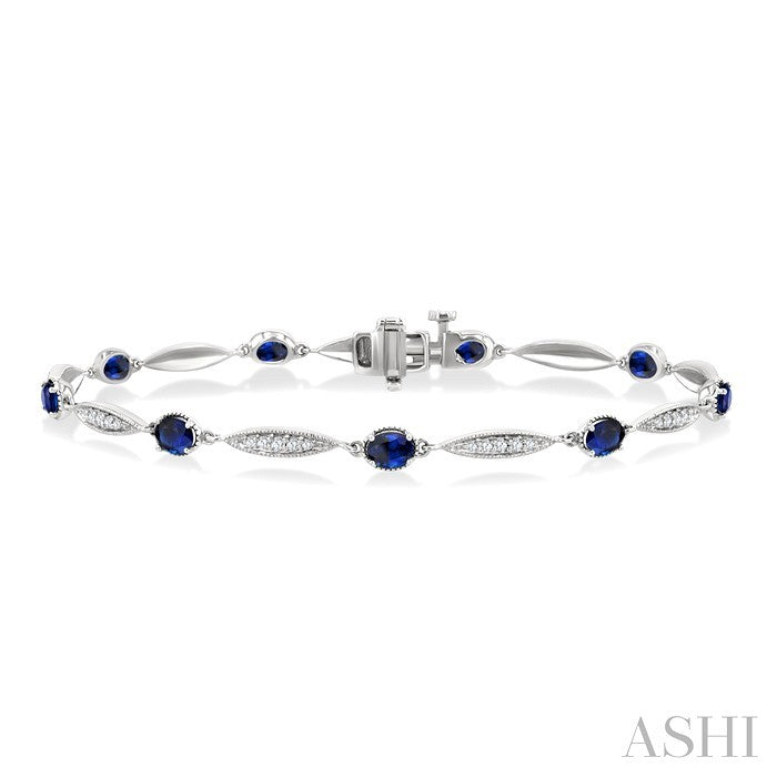 Oval Shape Gemstone & Diamond Bracelet