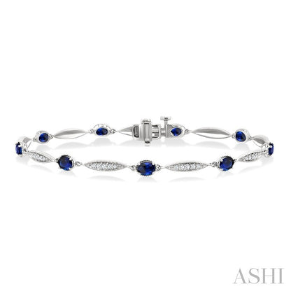 Oval Shape Gemstone & Diamond Bracelet