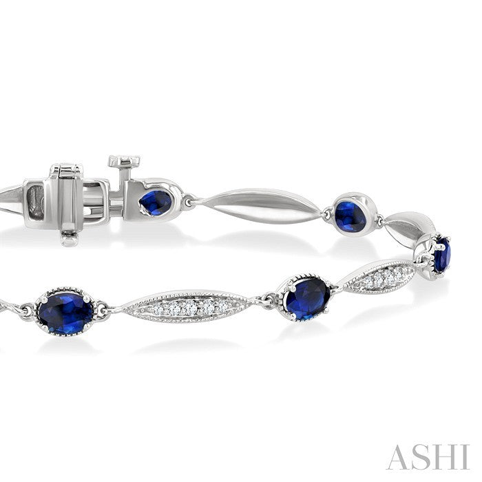 Oval Shape Gemstone & Diamond Bracelet