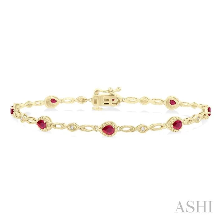 Pear Shape Gemstone & Diamond Fashion Bracelet