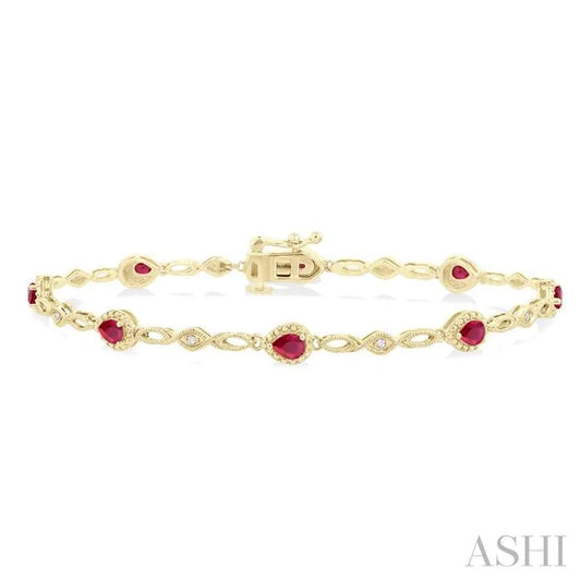 Pear Shape Gemstone & Diamond Fashion Bracelet