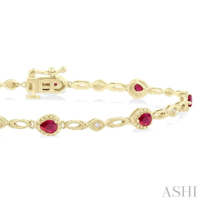 Pear Shape Gemstone & Diamond Fashion Bracelet