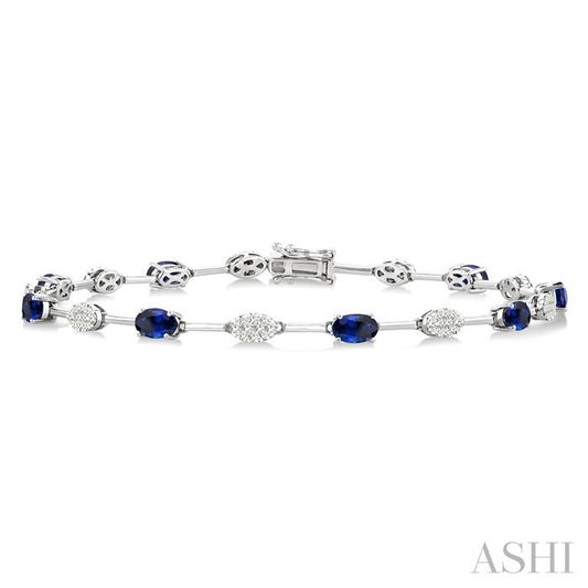 Oval Shape Gemstone & Lovebright Diamond Fashion Bracelet