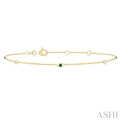 Alternate Gemstone & Diamond Station Chain Bracelet
